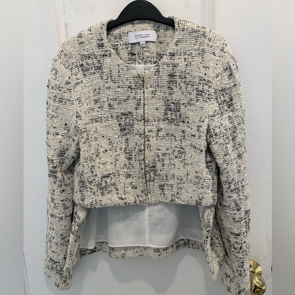Derek Lam 10 Crosby tweed hi-low crop zipper jacket. Size 6